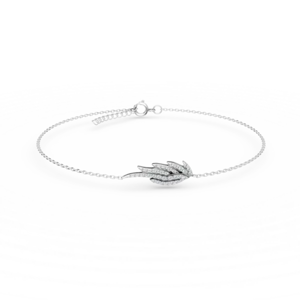 Bratara cu pandantiv aripa din aur alb cu diamante de 0.2ct