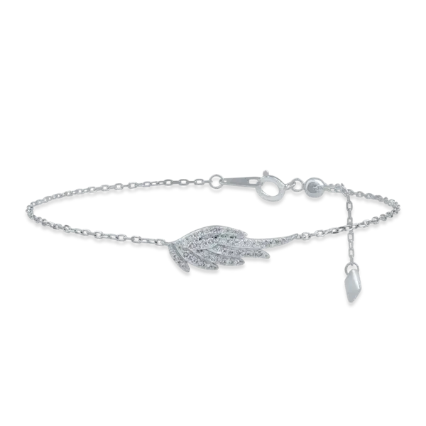 Bratara cu pandantiv aripa din aur alb cu diamante de 0.2ct