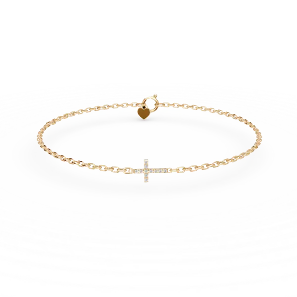 Bratara cu pandantiv cruce din aur galben cu diamante de 0.05ct