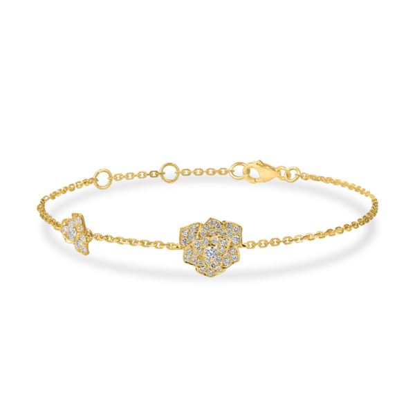Bratara cu pandantiv floare din aur galben si diamante de 0.4ct