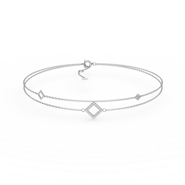 Bratara cu pandantive geometrice din aur alb cu diamante de 0.1ct