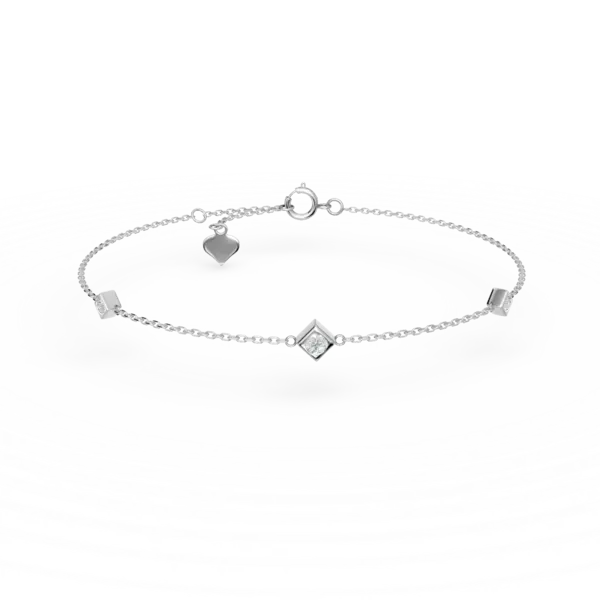 Bratara cu pandantive geometrice din aur alb cu diamante de 0.09ct