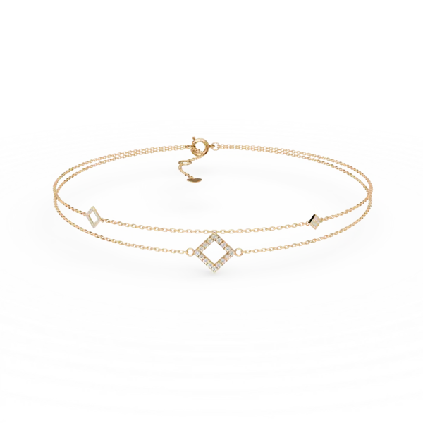 Bratara cu pandantive geometrice din aur galben cu diamante de 0.1ct