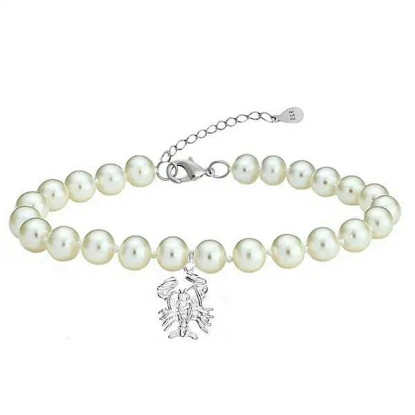 Bratara cu Perle Naturale Zodiac Rac, din Perle de 6 mm cu Argint 925