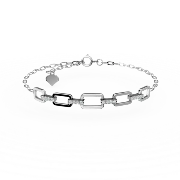 Bratara cu zale din aur alb cu diamante de 0.09ct