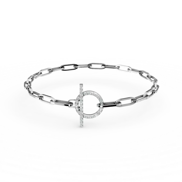 Bratara cu zale din aur alb cu diamante de 0.2ct