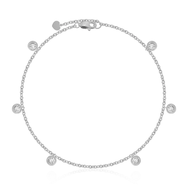 Bratara de picior din aur alb cu diamante de 0.34ct