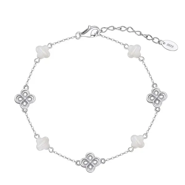 Bratara din argint 925 pentru dama, JW1691, model trifoi, placata cu rodiu