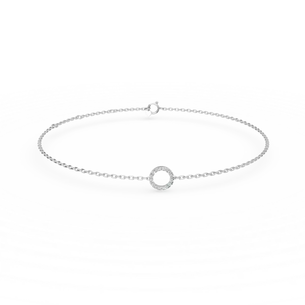 Bratara din aur alb cu pandantiv cerc si diamante de 0.1ct