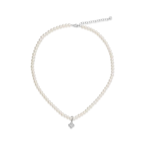 Bratara din aur alb cu perle de cultura de 21.4ct si diamante de 0.1ct
