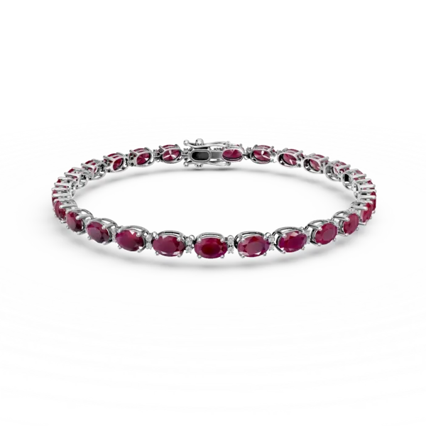 Bratara din aur alb cu rubine de 8.89ct si diamante de 0.27ct