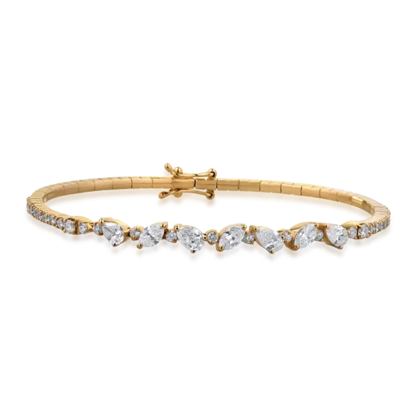 Bratara din aur galben cu diamante marquise, pear si rotunde de 2.21ct