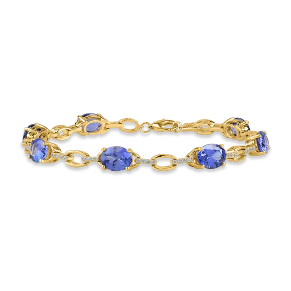 Bratara din aur galben cu tanzanite pear de 11.67ct si diamante de 0.4ct