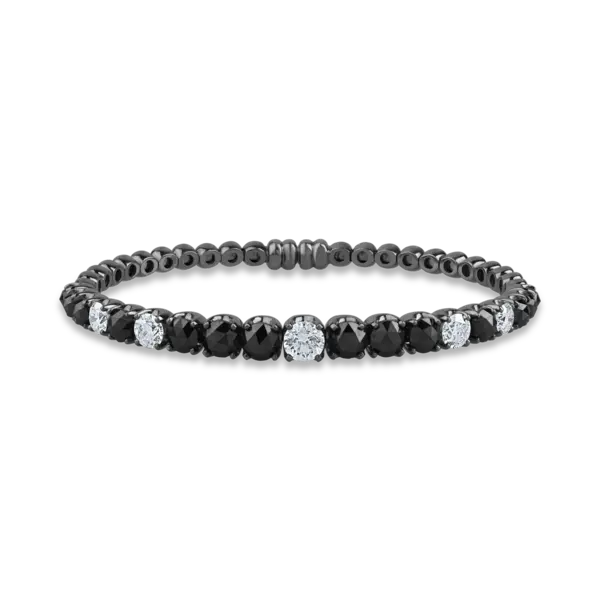 Bratara din aur negru cu diamante transparente de 2.09ct si diamante negre taietura rose de 5.27ct