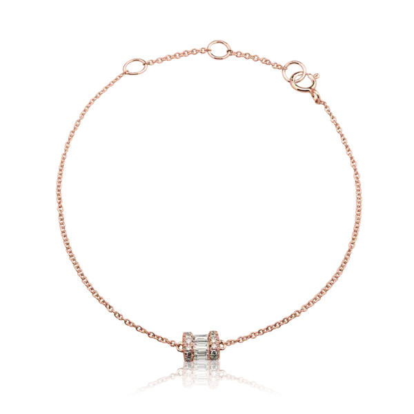 Bratara din aur roz cu diamante baguette si rotunde de 0.231ct