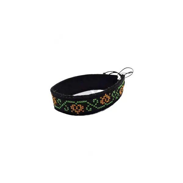 Bratara din fetru broderie traditionala model floral lalea Portocaliu