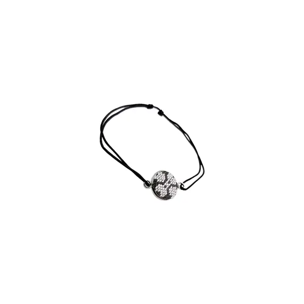 Bratara din inox cu broderie traditionala snur reglabil model trifoi