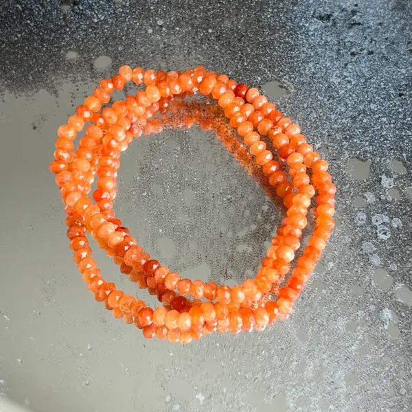 Bratara discuri fatetate agat portocaliu 4x3 mm