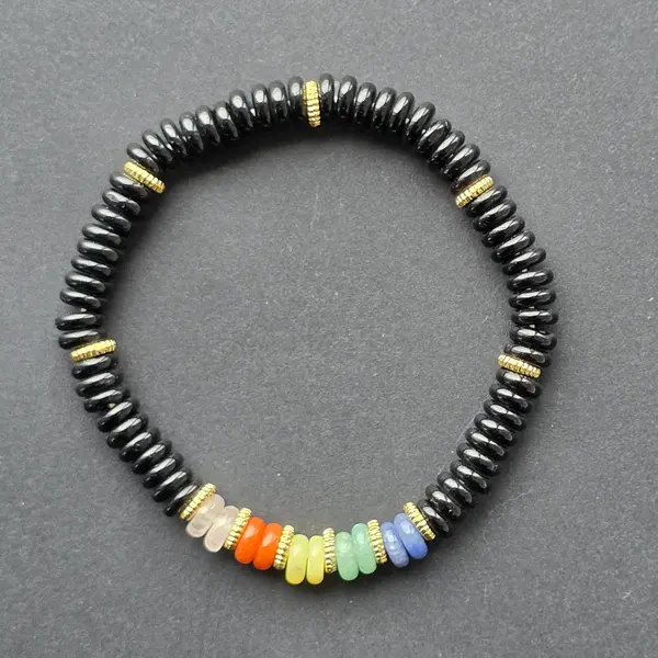 Bratara discuri onix negru | 7 chakre