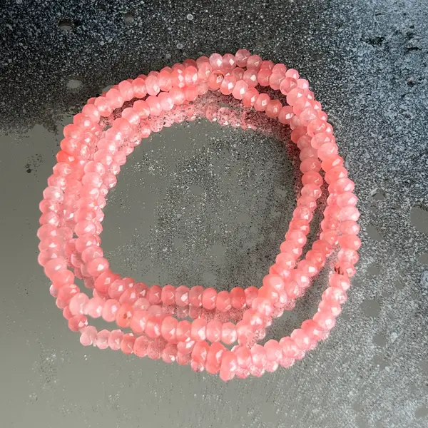 Bratara fatetata discuri agat roz 4 mm