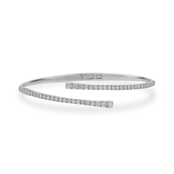 Bratara fixa deschisa din aur alb cu diamante de 1.37ct