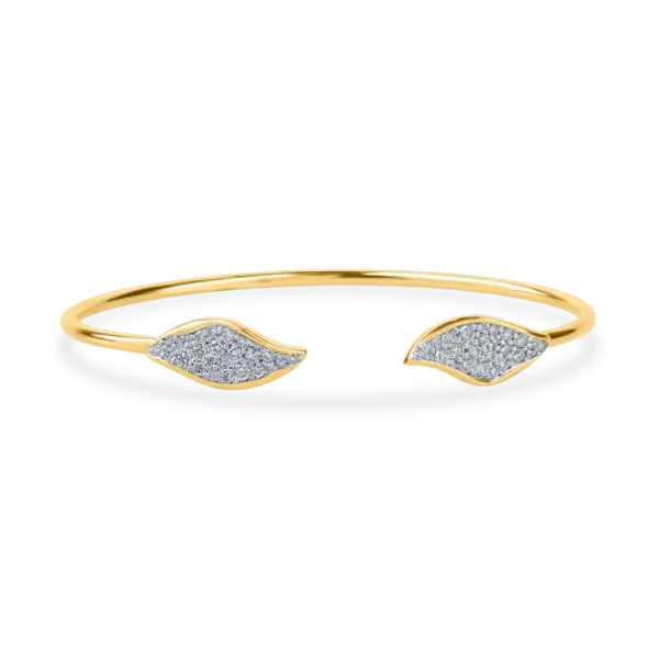 Bratara fixa deschisa din aur galben cu diamante de 0.8ct