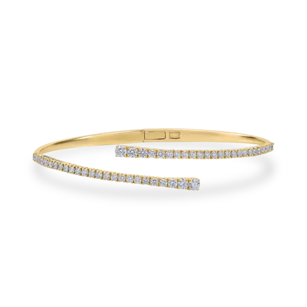 Bratara fixa deschisa din aur galben cu diamante de 1.37ct