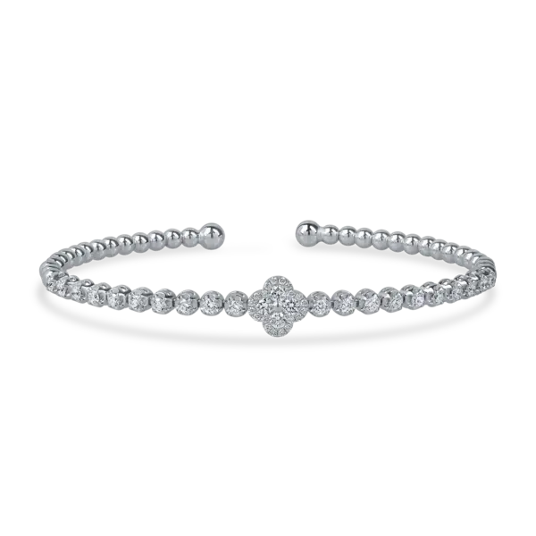 Bratara fixa din aur alb cu diamante de 0.8ct