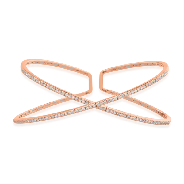 Bratara fixa din aur roz cu diamante de 0.87ct