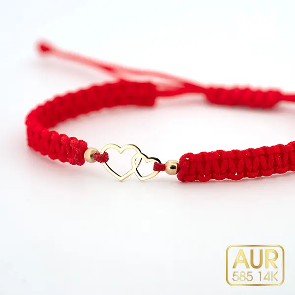 Bratara Inimioare Aur 14K cu snur