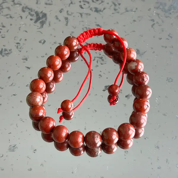 Bratara jasp rosu 8 mm snur reglabil