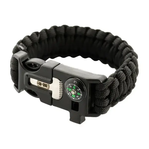 Bratara M-TAC Paracord cu Amnar, Busola si Fluier - NEGRU / M