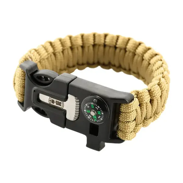 Bratara M-TAC Paracord cu Amnar, Busola si Fluier - TAN / L