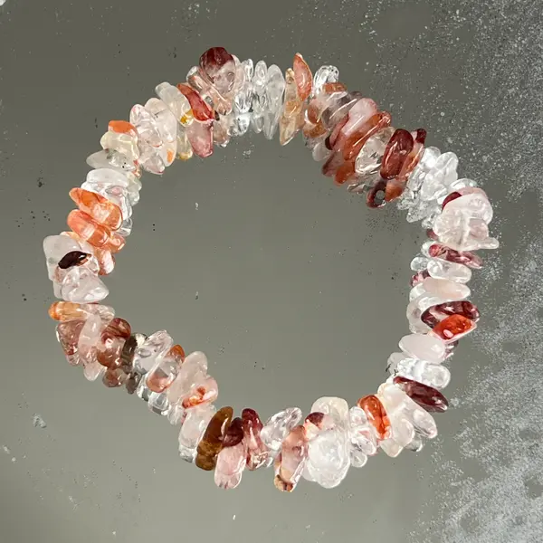 Bratara mix cuart incolor, cuart hematoid chipsuri