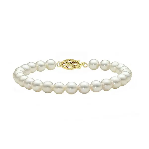 Bratara Perle Japoneze Akoya 5,5-6 mm cu Inchizatoare Filigranata din Aur Galben 14K KASKADDA