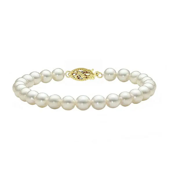 Bratara Perle Japoneze Akoya 7-7,5 mm cu Inchizatoare Aur Galben 14K KASKADDA