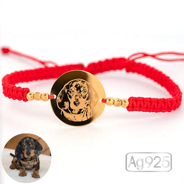 Bratara personalizata cu poza - Banut 19mm Ag placat cu Aur