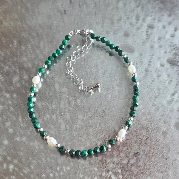 Bratara reglabila fatetata malachit 3.5 mm | Pearl 2