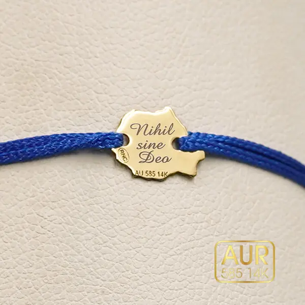 Bratara Romania Aur 14k cu snur-personalizata prin gravura