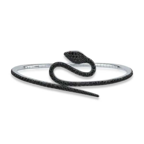 Bratara sarpe din aur alb-negru cu diamante negre de 3.22ct si rubine de 0.03ct