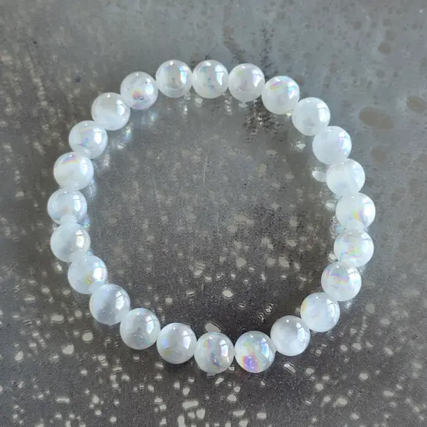Bratara selenit 8 mm AURA RAINBOW