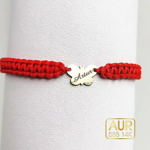 Bratara snur Fluturas Aur 14k-personalizata prin gravura