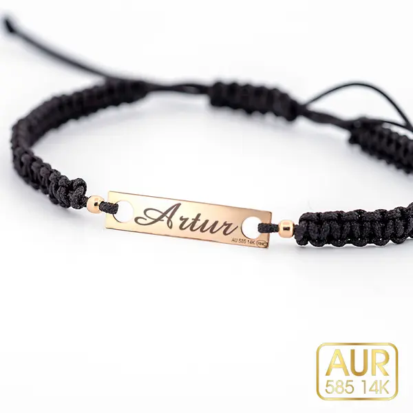 Bratara snur placuta Aur 14k-personalizata prin gravura