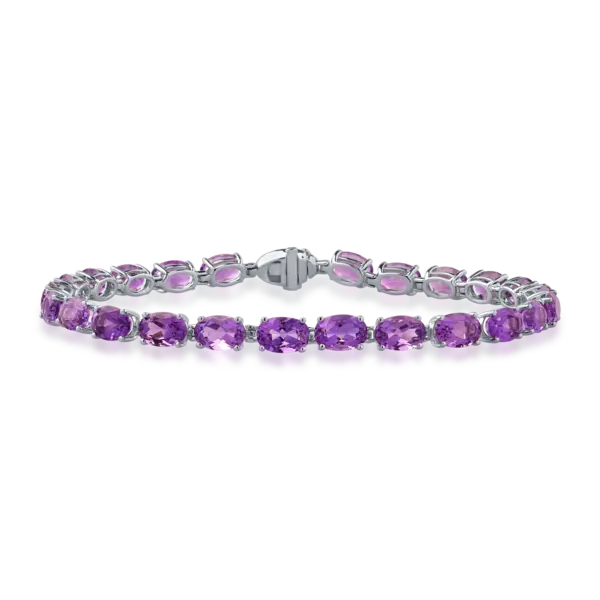 Bratara tennis din aur alb cu ametiste ovale de 11.6ct