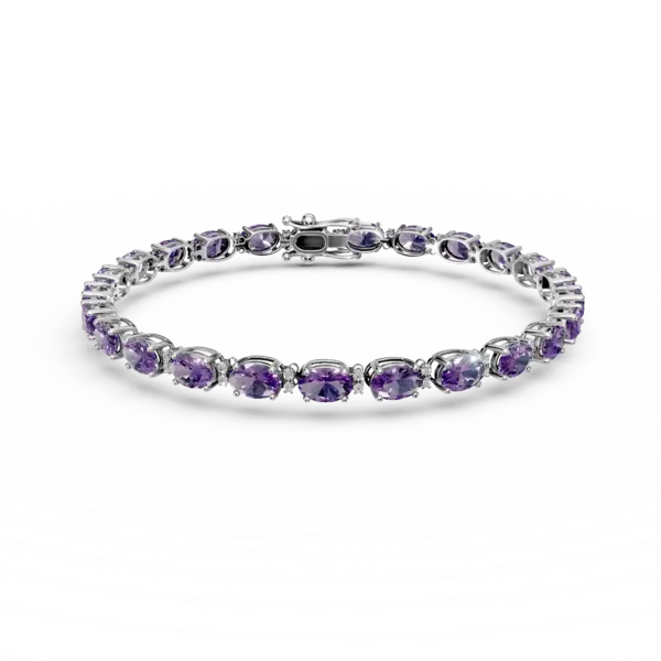 Bratara tennis din aur alb cu ametiste ovale de 5.26ct si diamante de 0.27ct