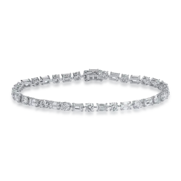 Bratara tennis din aur alb cu diamante emerald si rotunde de 8.58ct