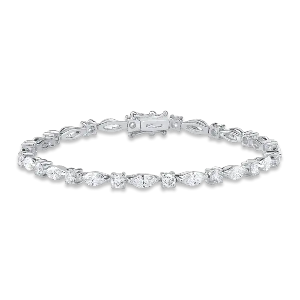 Bratara tennis din aur alb cu diamante marquise de 4.95ct