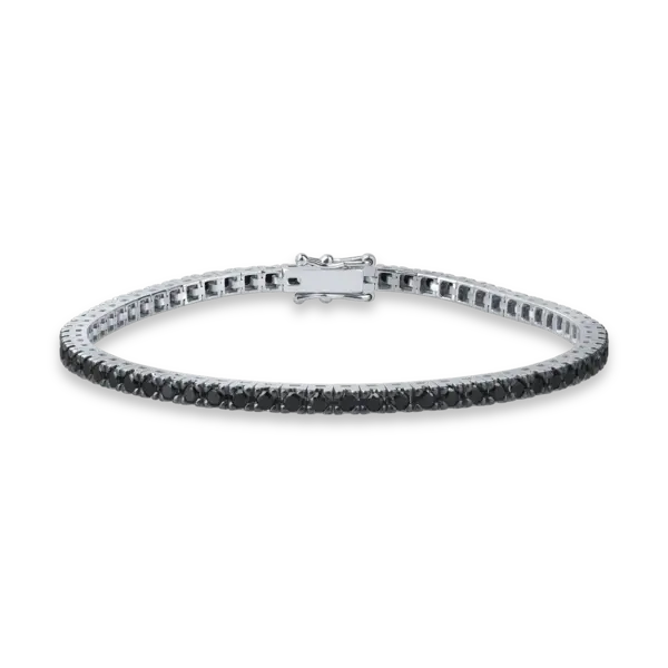 Bratara tennis din aur alb cu diamante negre de 2.4ct