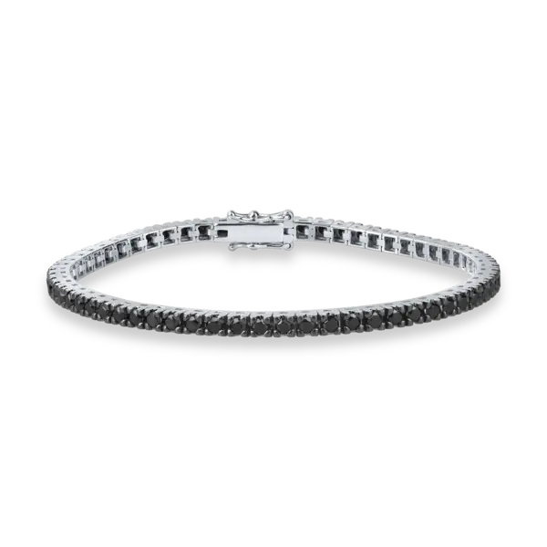 Bratara tennis din aur alb cu diamante negre de 2.9ct