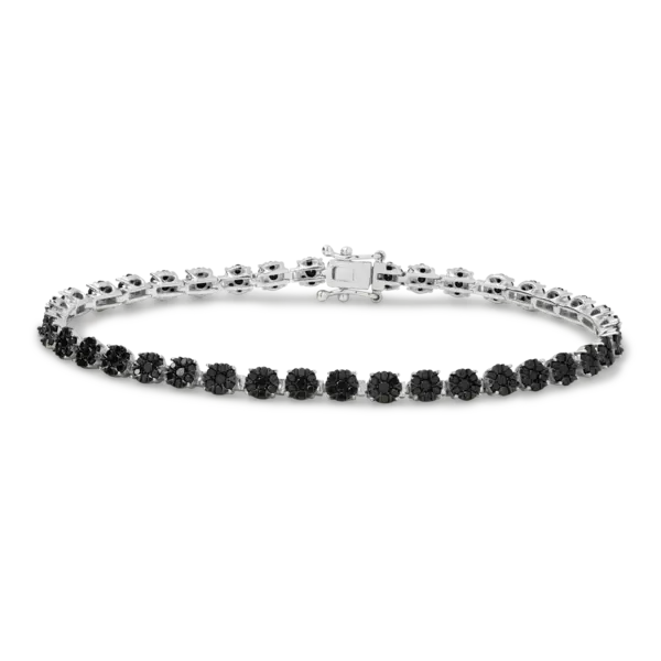Bratara tennis din aur alb cu diamante negre de 3.204ct